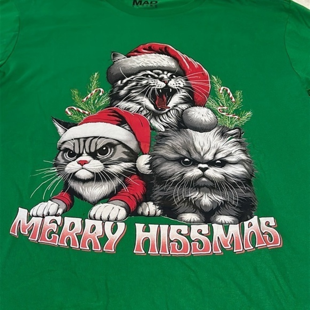 Merry Hissmas Christmas T-Shirt Size Large Men's Mad Engine